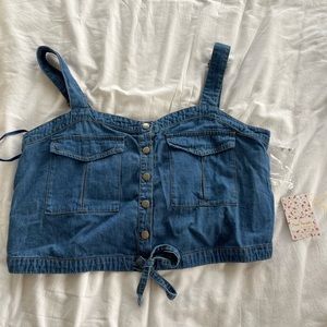 Denim cropped Free People top